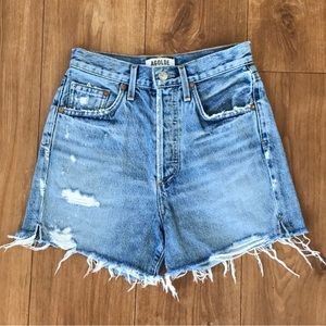 Agolde Distressed Super High Rise Dee Jean Shorts